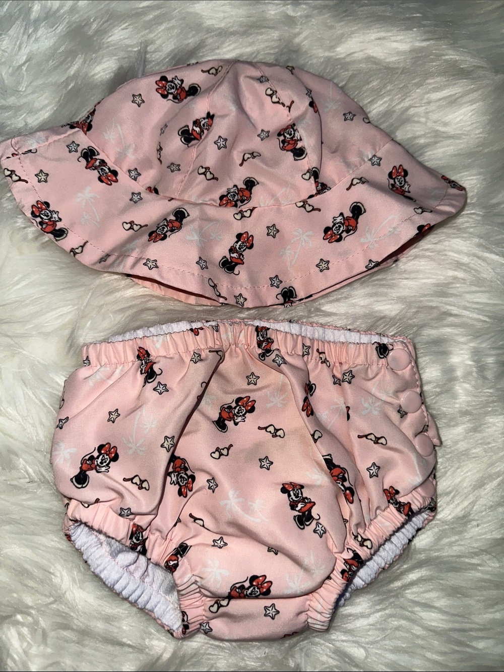 Disney Pink Minnie Mouse Bucket Hat and Bloomers Set